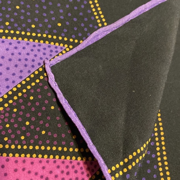 Michel Paris Silk Argyle Scarf - Black and Purple 52” Long Hand-Rolled Edges - Picture 4 of 6